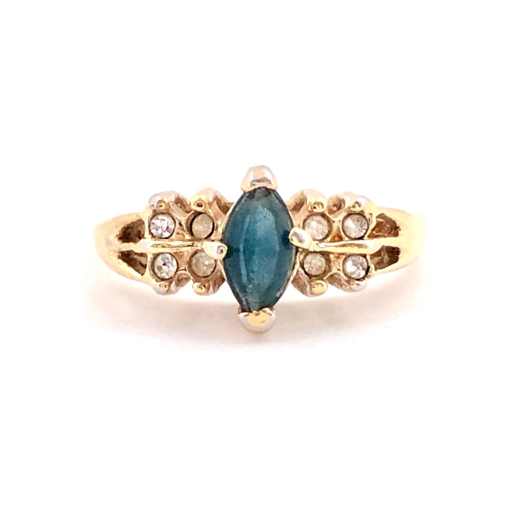 Vintage Gio Blue Marquise Stone Cocktail Ring Gold